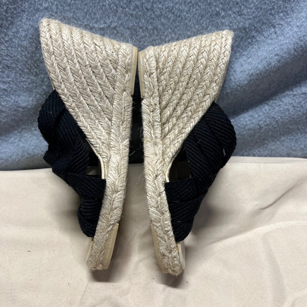 KORS Michael Kors Black Braided Espadrille Wedge Sandals Size 5 boho chic y2k